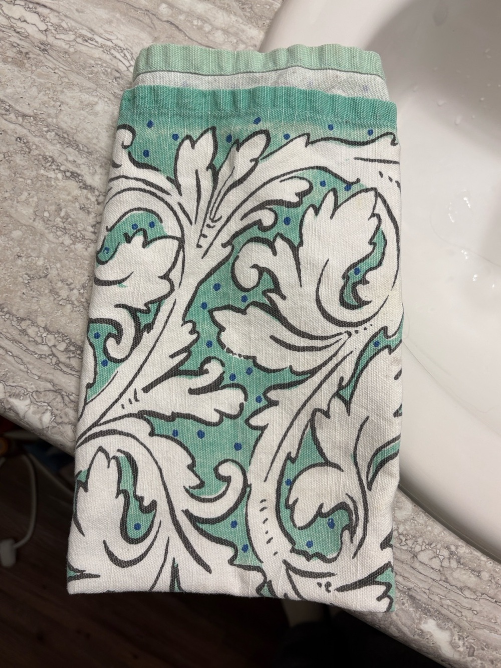 Anthropologie Mint and White Printed Dishcloth - Picture 2 of 2